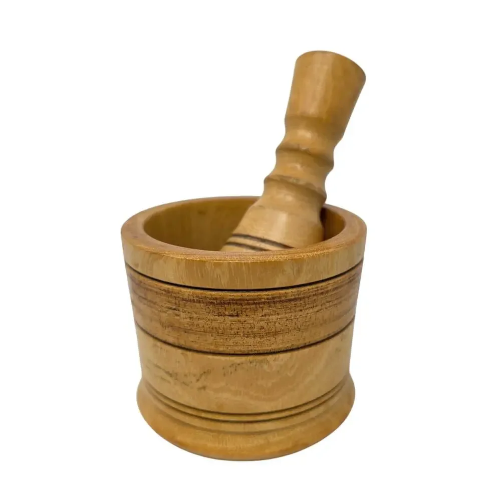 Vintage Wooden Mortar and Pestle Hand Turned Hardwood Kitchen Herb Spice Grinder